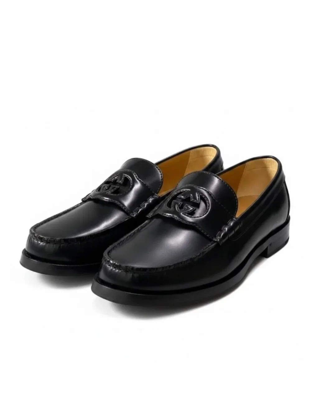 Gucci Interlocking GG Logo Loafers Shoes Dress Leather